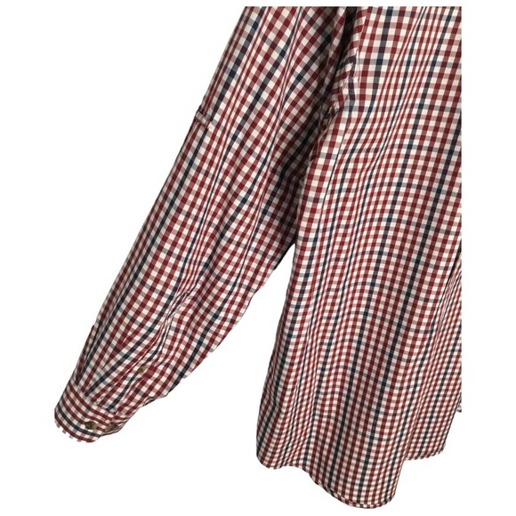 Magellan Outdoors Men's Loose Fit Long Sleeve Navy Burgundy Check Plaid Large - Picture 8 of 13